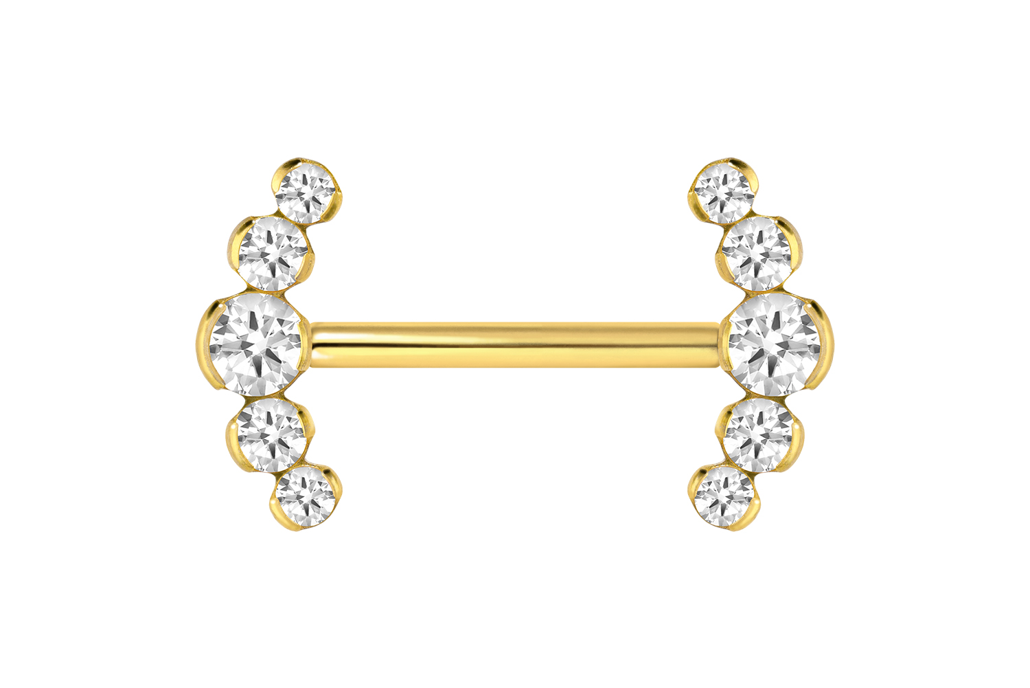 Titan Barbell Piercing mit Push Fit 5 KRISTALLE